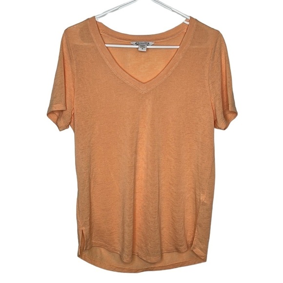 Athleta‎ Breezy Scoop V Neck Tee Women's Size Medium Orange Lightweight Flowey - Picture 3 of 8